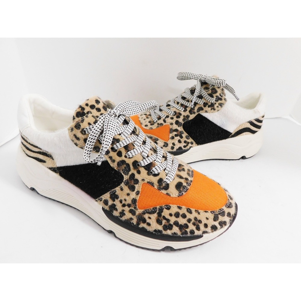 White Raven Leopard Print Platform Fashion Sneakers Women's Sz 8.5